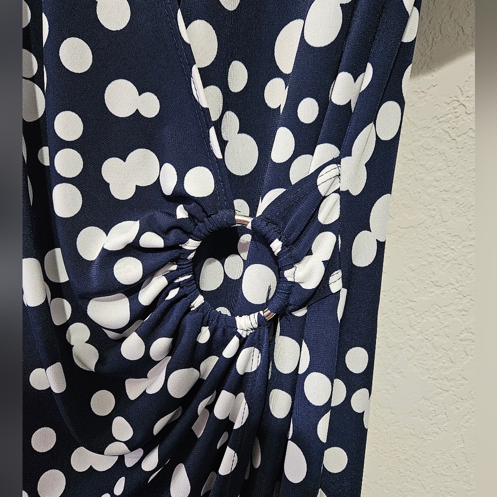 EUC Glamour Navy and White Polka Dot Midi Dress - Picture 4 of 8